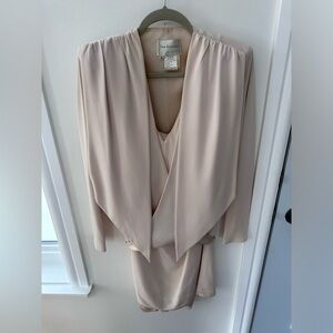 Vintage Elegant Cream Dress with Draped Design